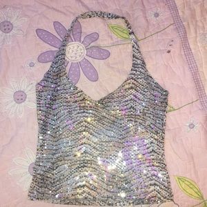 Silver & Gold Glitter crop top